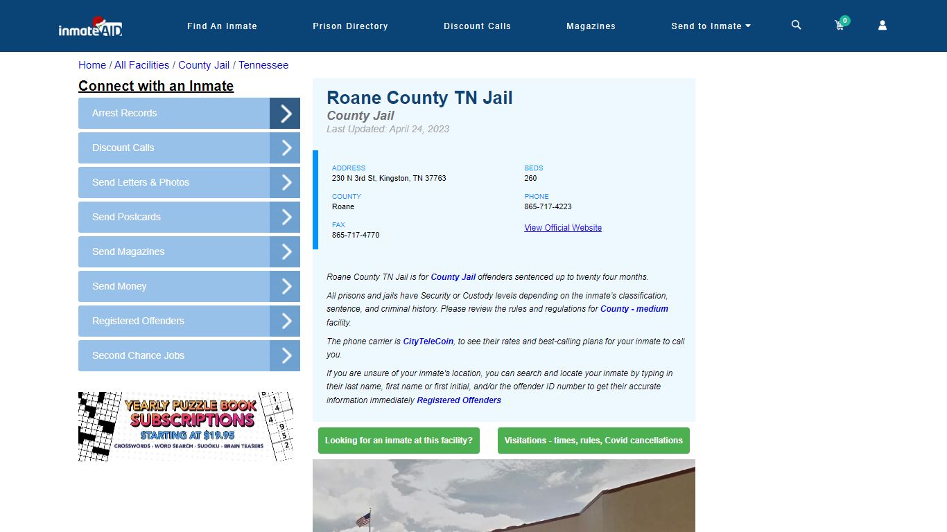 Roane County TN Jail - Inmate Locator - Kingston, TN